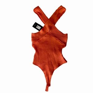 Cross It Off Sweater Bodysuit - Orange